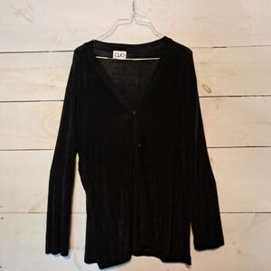 Vintage 90's CLIO Black Long Sleeve Button Down Blouse Size Medium Made In USA